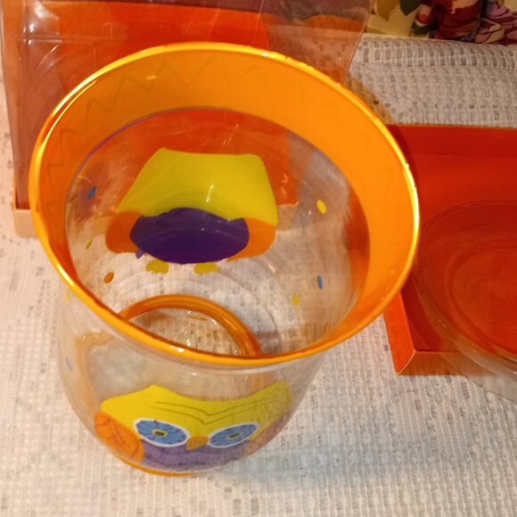 BEAUTIFUL CLEAR GLASS JAR / VASE WITH A COLORFUL OWL OF BEAUTY - Picture 5 of 7